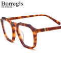 Borregls Matte Acetate Glasses Men 2025 New Brand Design Square Eyeglasses Frame Vintage Retro Spectacle Optical Eyewear 19292