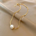 Wholesale No Fade Titanium Steel Chain Simple Double-Layer Freshwater Pearl Pendent Necklaces