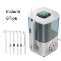 Carepik White ABS+PC 700ml 10-Level Pressure IPX7 Waterproof 360 Nozzle Portable Rechargeable Dental Flosser 6 Jet Tips Teeth