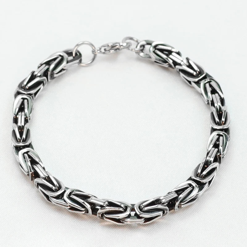 Fatingna Cross-border European and American Byzantine Bracelet Gold  Hop Stainless Steel Imperial Chain Trend Accessories King