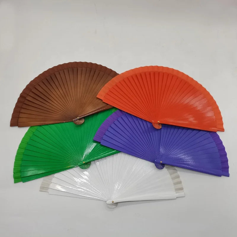 Stock! Full Color Wooden Crafts Hand Painted Spanish Hand Folding Fan