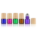 In Stock 1ml 2ml 3ml Glass Roll on Bottle Essential Oil Perfume Roller Bottle clear Amber pink Purple Green With Wood Grain Cap