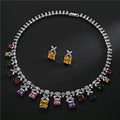 Simple and Exquisite Zircon Necklace Earrings Set Bridal Jewelry Wedding Dress Accessories Banquet Jewelry Set