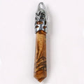 2026 Wholesale Chakra Reiki Spiritual Opal NecklaceCrystal Point Picture jasper Healing Crystal Pendulum Necklace crystal stone