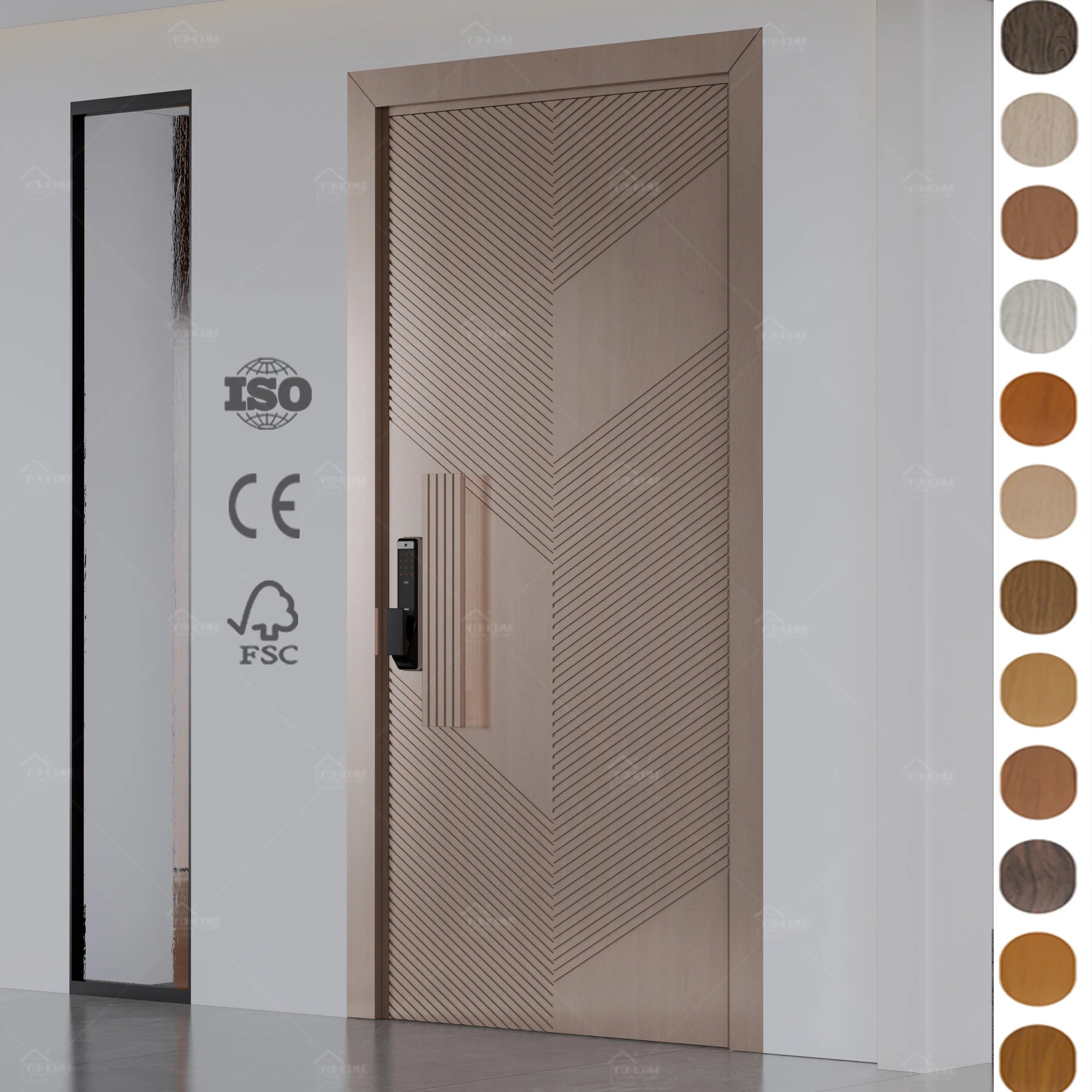Italian Standard Custom Modern Main Entrance Security Door Durable Pivot Door for Villa Solid Wood Pivot Door