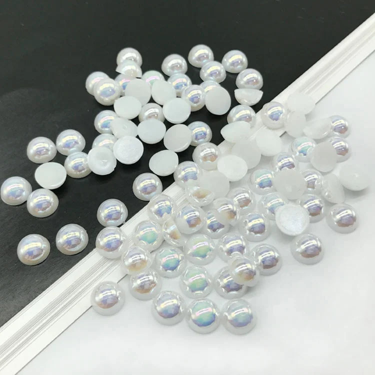 Top Selling  ABS Plastic Half Flatback Pearls 2mm-12mm Half Round Loose Pearl AB Colors Rhinestone