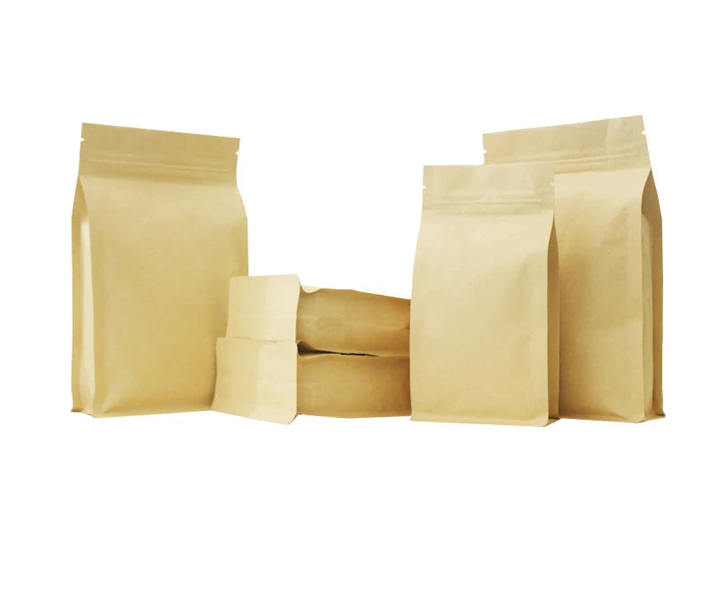 Custom Craft Paper Zipper Stand up Pouch Packing Plastic Bags Packaging Flat Bottom Pouch With Zipper