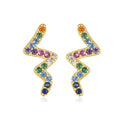 Wholesale Custom Fashion Minimalist Stud 925 Sterling Silver Earrings With Colorful Cubic Zircon Diamond Earrings for Girls