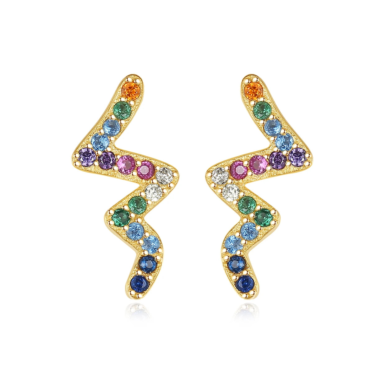 Wholesale Custom Fashion Minimalist Stud 925 Sterling Silver Earrings With Colorful Cubic Zircon Diamond Earrings for Girls