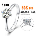 Abiding Jewelry Factory 925 Sterling Silver Women 6 Heart Claw Setting Solitaire 1ct Round Moissanite Engagement Diamond Rings