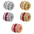 CZ8575 Wholesale Silver Gold Plated Fuchsia CZ Micro Pave Tube Cylinder Wheel Spacer Charm Beads for Necklace Jewelry Making