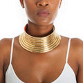 2020 Indian Style Punk Shining Gold Africa Choker Necklace Statement Bib Choker Vintage Chunky Collars Jewelry