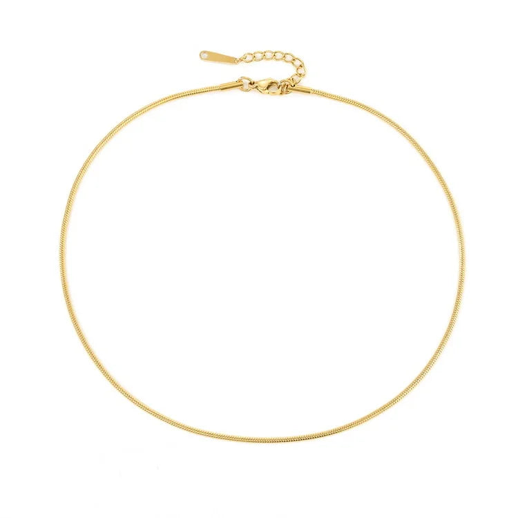 Simple 14K PVD Gold Plated 316L Stainless Steel 2mm Wide 50cm 70cm Length Round Snake Chain Choker Necklace Jewelry for Women