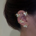 Tiktok Party Shiny Fairy Butterfly Clip on Earrings Full Diamond Butterfly Ear Cuff Earrings for Women Girls