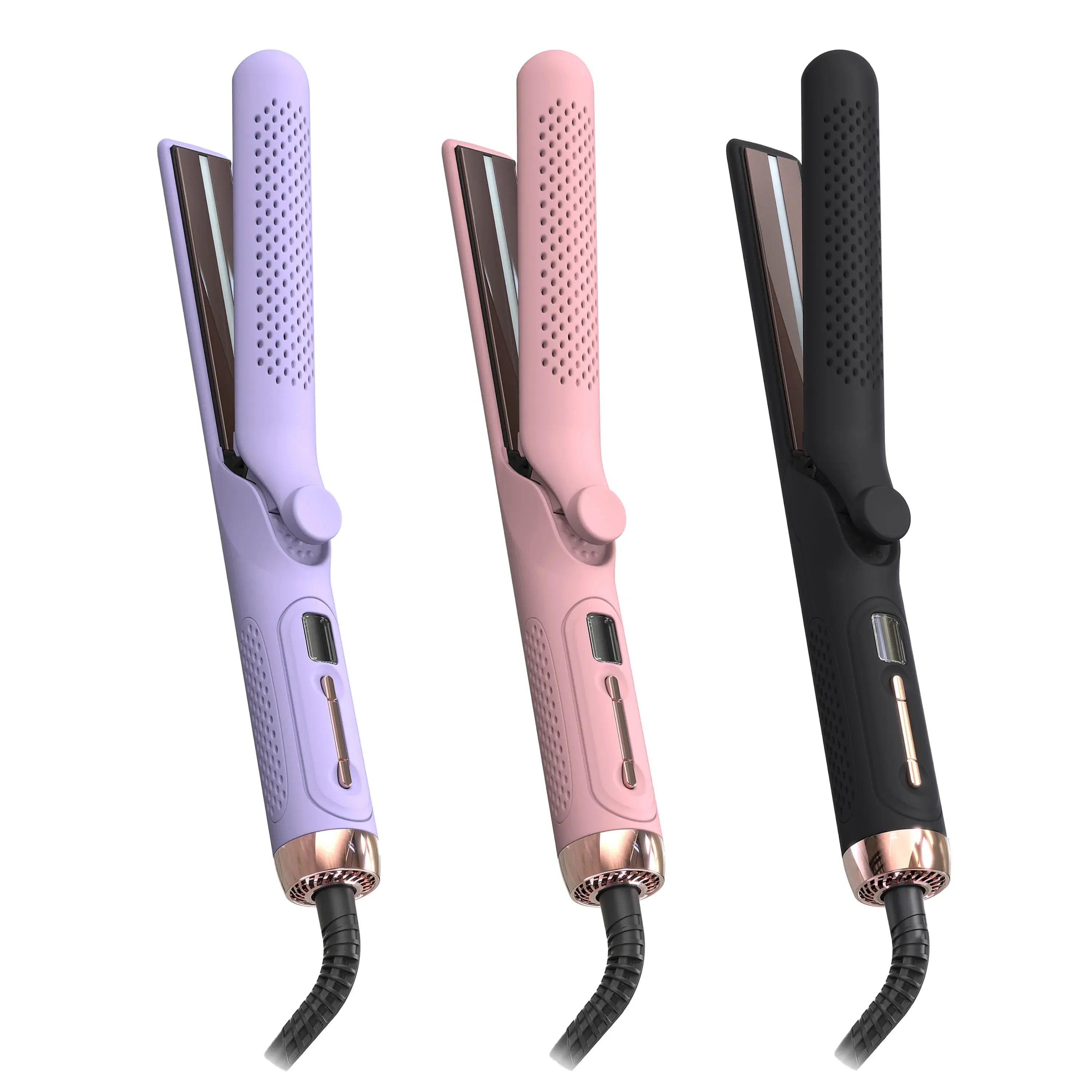 Custom Professional Multifunction Electric Hair Straightener Curler PTC Plate Flat Iron Salon Heating LED Display for Household