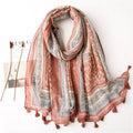 Fashion Boho Style Summer Lightweight Viscose Cotton Scarf Shawls Women Geometric Printed Soft Large Tassels Scarf Muslim Hijabs