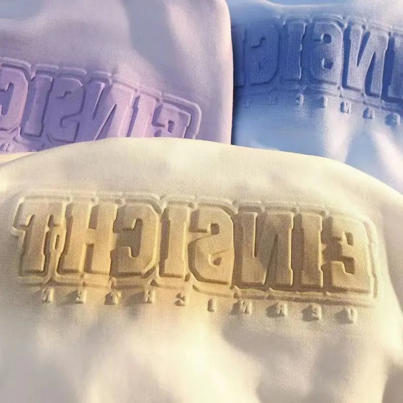 Custom Sweatshirt 3D Embossed Crewneck Sweater 3D Embossed Hoodie Men's Warm Crewneck Oversized Hoodies Streetwear Casual
