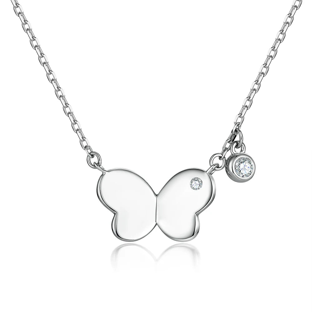 Fashion 925 Silver Enamel Jewelry Butterfly Pendant Necklace