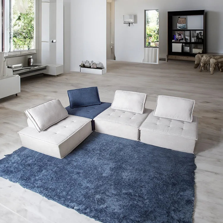 Italian Normcore Tofu Block Modern Simple Sofa Set Free Combination Fabric Square Module Sponge for Small Apartment Living Room