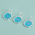 Wholesale 925 Sterling Sliver Geometric Enamel Blue Love Heart Charm for Bracelet Necklace Pendant Accessory