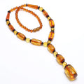 Natural Faceted Amber Beads Necklace Pendant Choker Vintage Amber Color Necklace Jewelry for Her