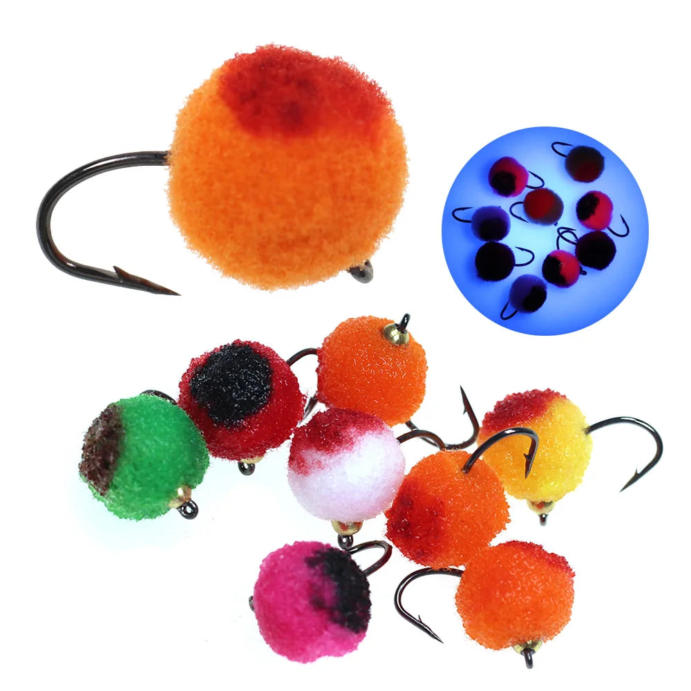Brass Beadhead Egg Fly #10 Hook  Salmon Eggs Lure Trout Egg Flies Grayling Fly Fishing Lures Tackle