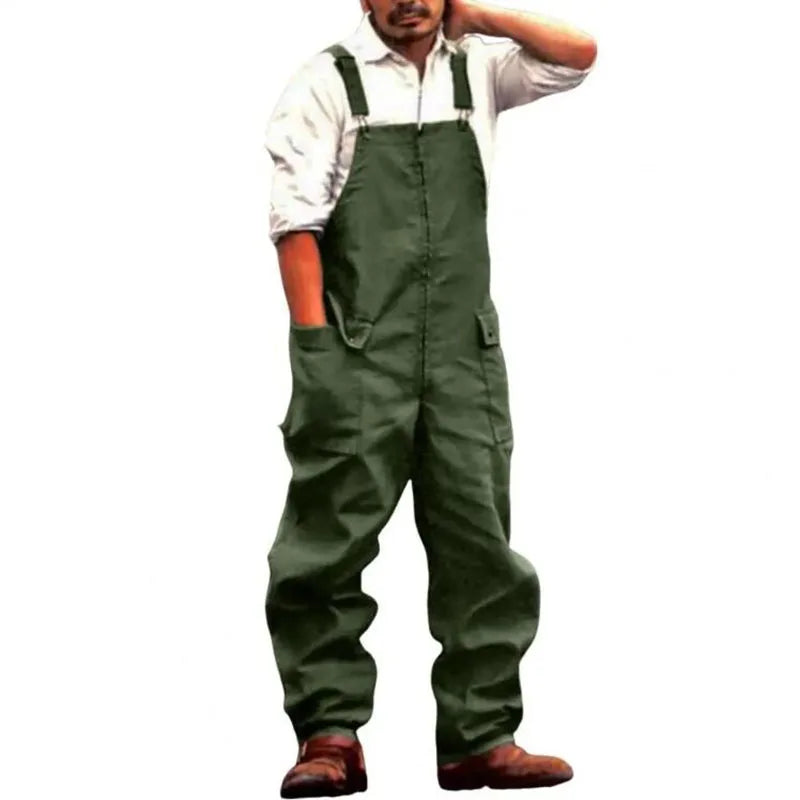 RNSHANGER New Men's Jumpsuit Streetwear Solid Color Overalls Pockets Loose Suspenders Baggy Work Wear Cargo Pants for Men