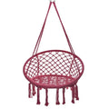 Round Macrame Hanging Chair with Black/White Cotton Rope Hammock Swing for Garden Made of Cotton