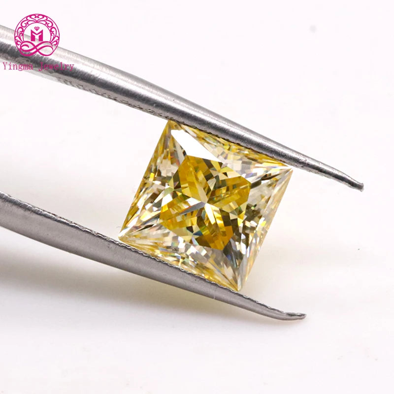 Yingma Square Shape Princess Cut Moissanite Loose Gemstone Lemon Yellow Moissanite