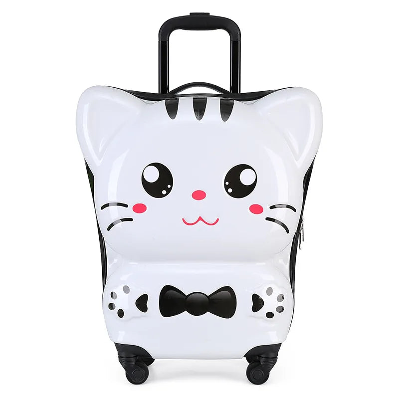 2022 New Listing Cat Images 18 Inch PC Kids Luggage Travel Trolley Children Suitcase 3D Print Kids Trolley Bag Kids Luggage  Set
