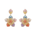 DUYIZHAO Fashion Jewelry Exquisite S925 Sterling Silver Needle Colorful Cubic Zirconia Sunflower Drop Earrings for Women Gift