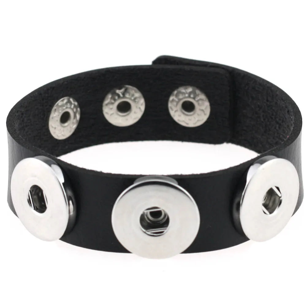 AA01505 Fashion Punk Simple Bracelet Jewelry Cheap Multi Color Diy Pu Leather Snap Button Bracelets