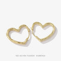 Trendy 18k Gold Plated 925 Sterling Silver Huggie Earrings Micro Insert Irregular Heart Design for Women-Wedding Party