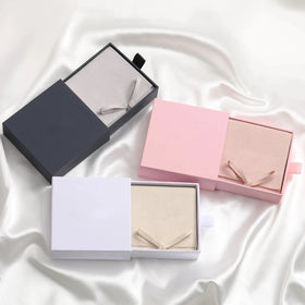 Box and Pouch Necklace Packaging Jewelry Box with logo Microfiber Jewelry Bag Pouch Drawer Bracelet Necklace Earring Box
