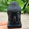 DIY Home Decoration Bulk Wholesale Nature Healing Stones Carved Crystal Black Obsidian Buddha Head for Crafts