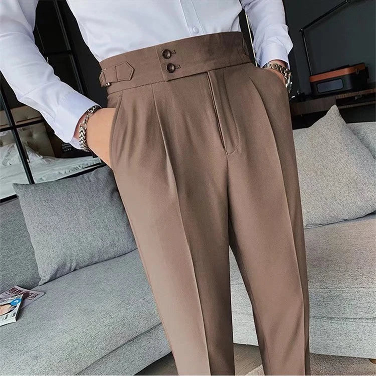 Spring and Autumn Suit Pants Men's Straight High Waist Suit Pants British Style Slim Trousers Wholesale