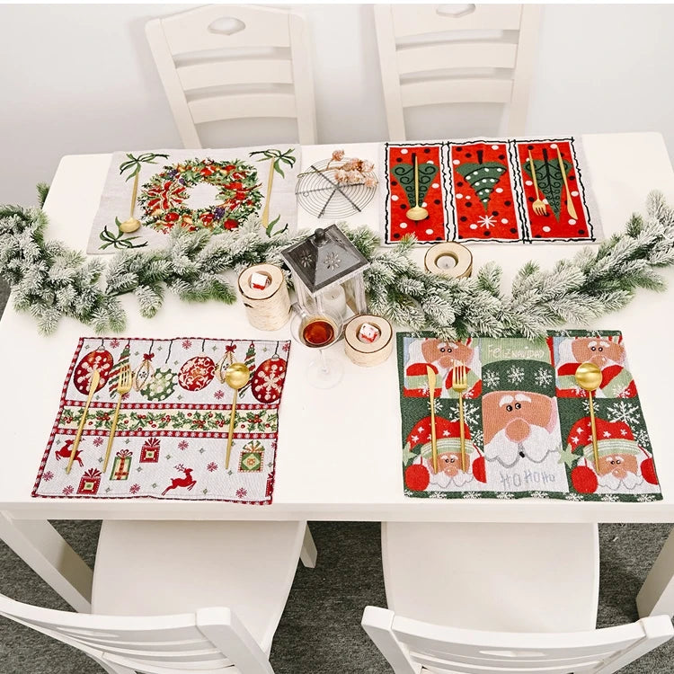 Factory Price Placemat Christmas Table Mats Drink Coasters Cup Pads Christmas Decorations for Home Xmas Ornaments Gift