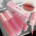 Moisturizing Female Cute Lipstick Cappuvini Pink Love Heart Design Lip Glaze Mirror Water Light Glass Transparent Lip Gloss MegaBDM