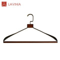 Luxury New Design Custom Wide Shoulder Metal Clothes Hanger Coat Clothing Hanger with Wooden Round Bars Wood Hanger for Clothing