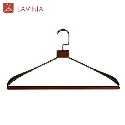 Luxury New Design Custom Wide Shoulder Metal Clothes Hanger Coat Clothing Hanger with Wooden Round Bars Wood Hanger for Clothing