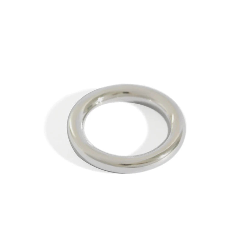 Pure Silver Minimalist Jewelry Circular Round Glossy 990 Sterling Silver Ring Women's Decoration Engagement Ring