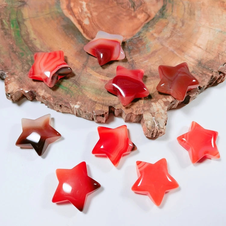 Hongzhuo Natural Carnelian Star Polished Healing Tumble Stone Crafts