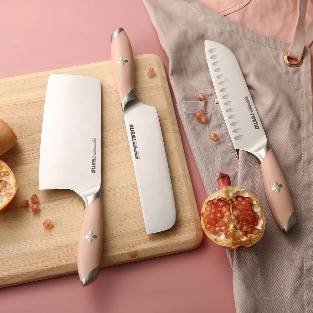 Bulk Wholesale China Knife 3Cr13 Stainless Steel Cleaver Chopping Knife Set Professional Kitchen Chef Knives With Steel Handle