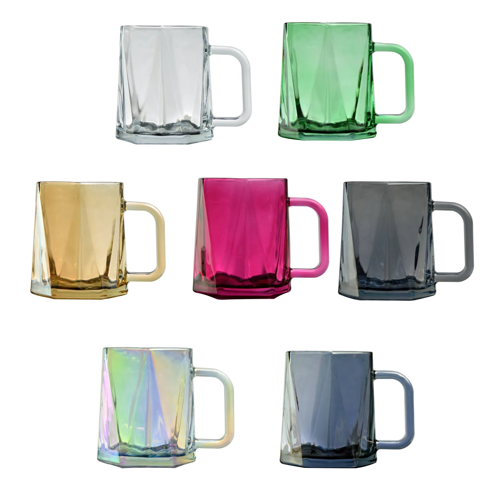 Colorful Hexagonal Geometric Cut Glass Cup High-quality Household Cup