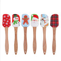 Mini Multi-functional Christmas Series Baking Cream Silicone Spatula Wooden Butter Kitchen Spatula