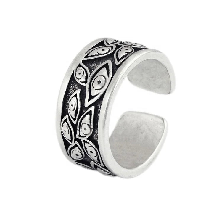 Best Selling New Arrivals Antique Silver Plated Evil Eye Ring Adjustable Eyer Rings