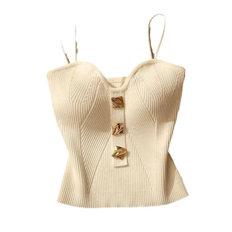 2024 Summer New Knitted Camisole Vest for Women's Outerwear Sleeveless and Beautiful Back