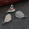 20pcs 10x14mm No Fade 316 Stainless Steel Drop Earring Studs Blank Base SettingFit 10*14mm Drop Glass Cabochons Bezel Trays