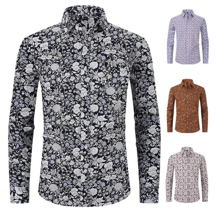 Men's New Printed Long Sleeve Shirt Designer Shirt for Men