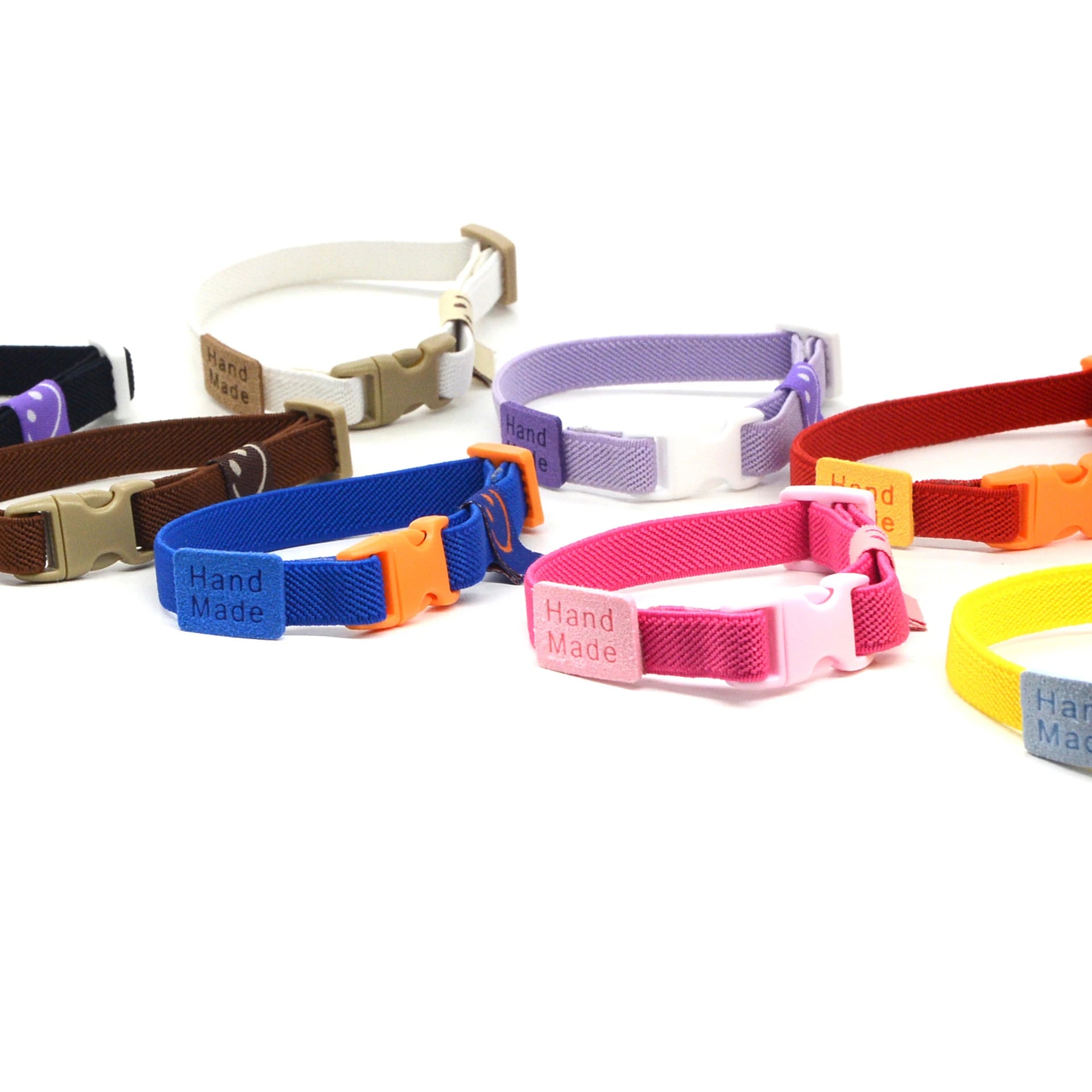 Adjustable Macaron Color Elastic Pet Collar for Cat Dog Solid Nylon Reflective Leather Cross-Border Design Ribbon Decorations